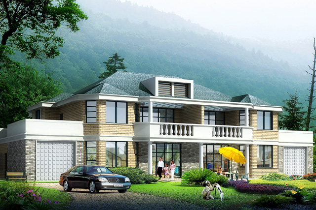 鋼結(jié)構別墅：FK-GHS01+雙拼（13.5x15.6)(圖1)