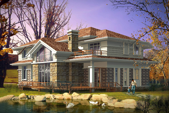 鋼結(jié)構(gòu)別墅：FK-GH205+兩層-16.80X18.00米(圖1)