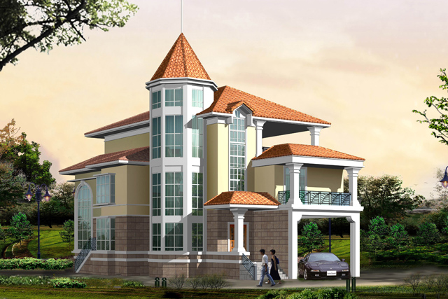 鋼結構別墅（鋼混房）RJ-GH302+三層-13.90X20.70米(圖1)