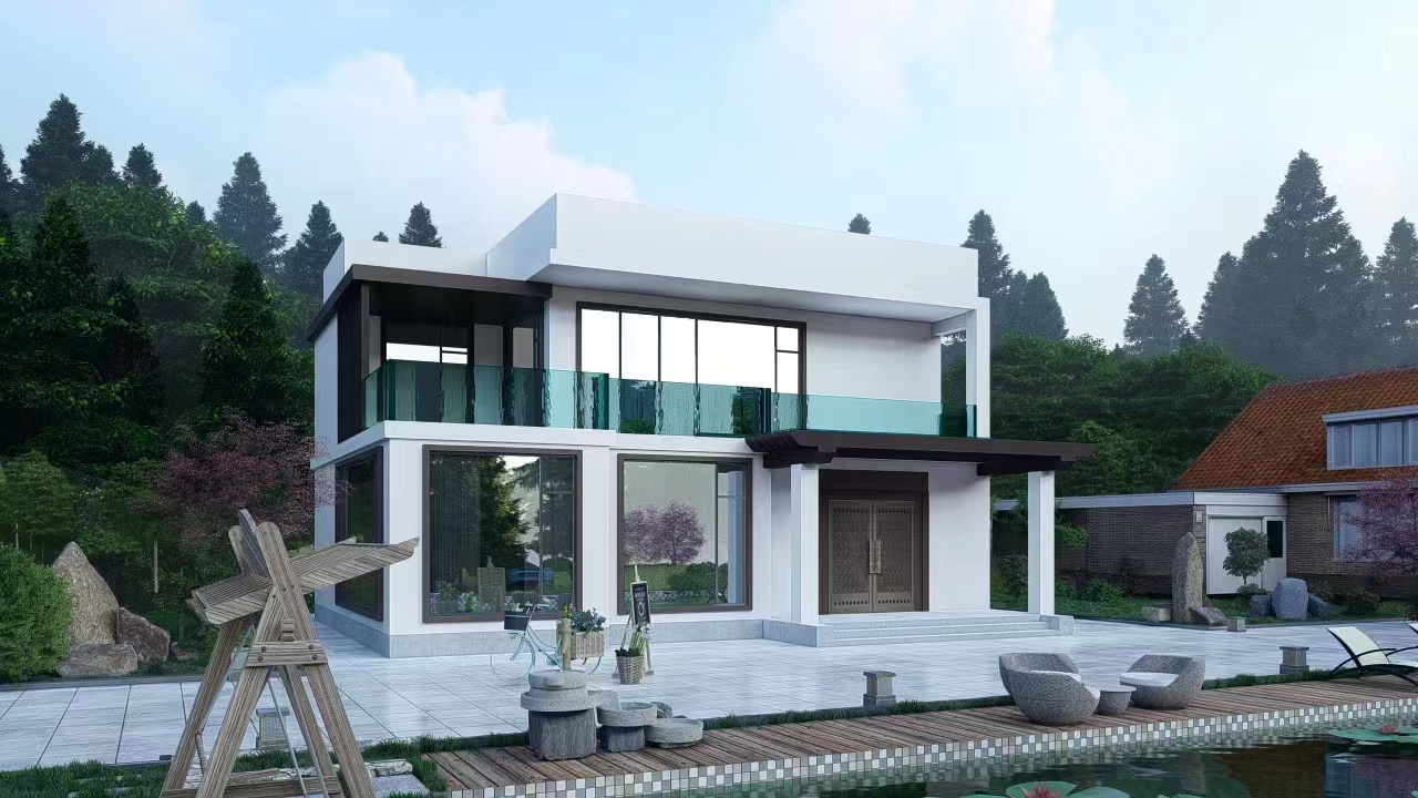 5套占地120平的二層別墅，溫馨時(shí)尚，布局實(shí)用的輕鋼別墅，全國(guó)農(nóng)村可承接建房！(圖1)