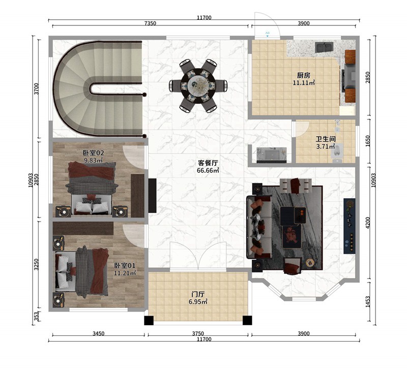 2套占地120平二層輕鋼別墅，外觀大方布局合理，30多萬就能建！(圖5)
